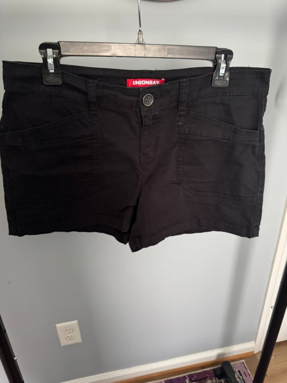 Unionbay Womens Juniors Size 13 Black Utility Cargo Shorts Y2K Pocket
